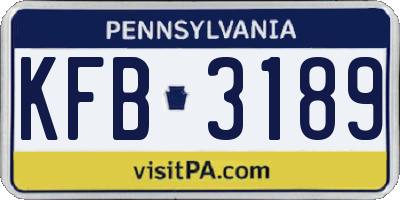 PA license plate KFB3189
