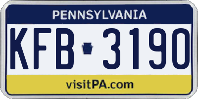 PA license plate KFB3190