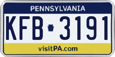 PA license plate KFB3191