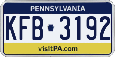 PA license plate KFB3192