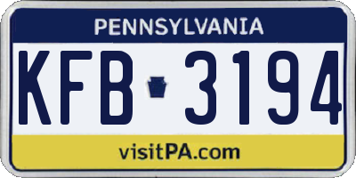 PA license plate KFB3194