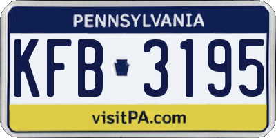 PA license plate KFB3195