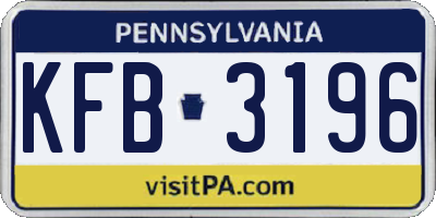 PA license plate KFB3196