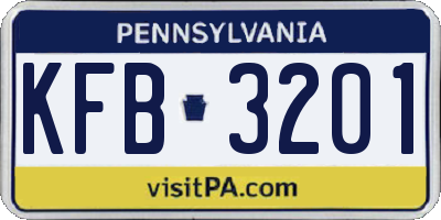 PA license plate KFB3201