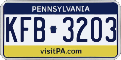 PA license plate KFB3203