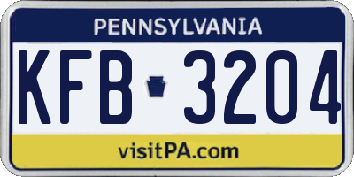 PA license plate KFB3204