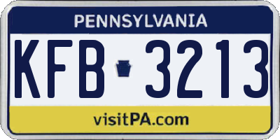 PA license plate KFB3213