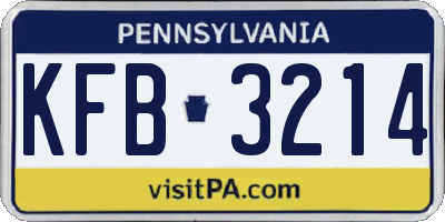 PA license plate KFB3214