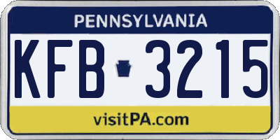 PA license plate KFB3215