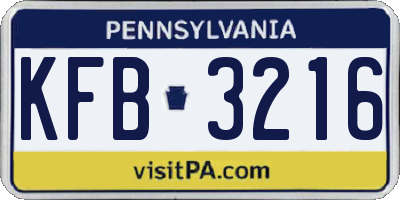 PA license plate KFB3216