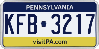 PA license plate KFB3217