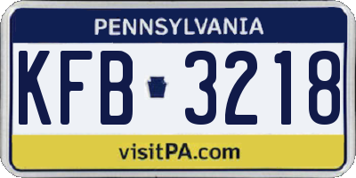 PA license plate KFB3218