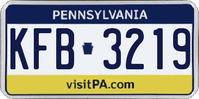 PA license plate KFB3219