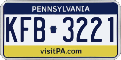 PA license plate KFB3221
