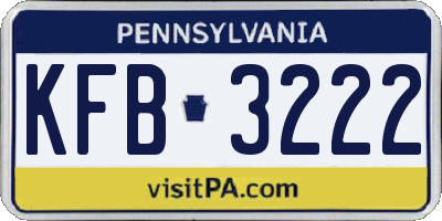 PA license plate KFB3222