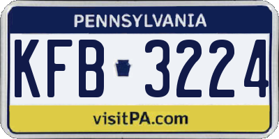PA license plate KFB3224