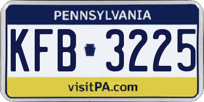 PA license plate KFB3225