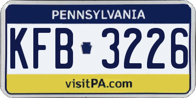 PA license plate KFB3226