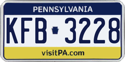 PA license plate KFB3228