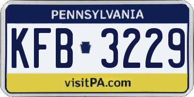 PA license plate KFB3229