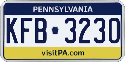PA license plate KFB3230