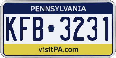 PA license plate KFB3231