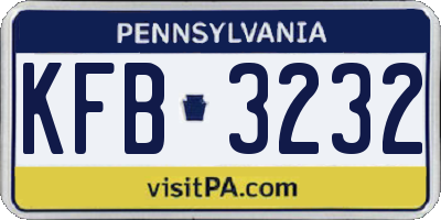 PA license plate KFB3232