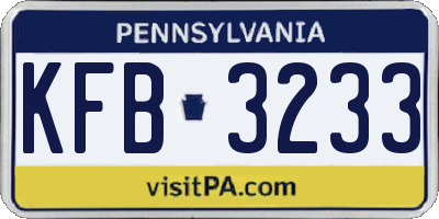PA license plate KFB3233