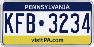 PA license plate KFB3234