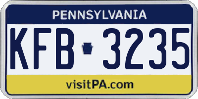 PA license plate KFB3235