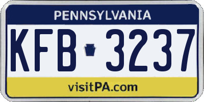 PA license plate KFB3237