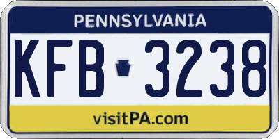 PA license plate KFB3238