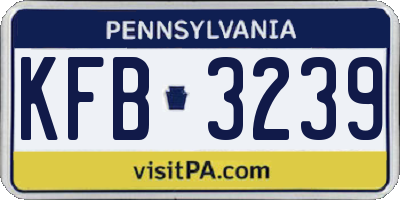 PA license plate KFB3239