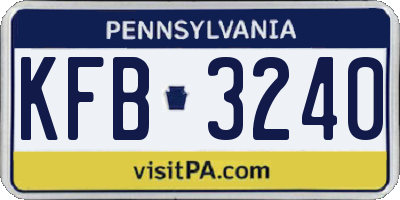 PA license plate KFB3240