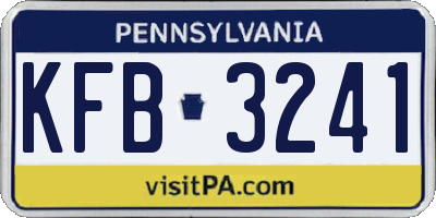 PA license plate KFB3241