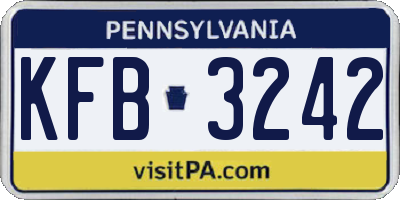 PA license plate KFB3242