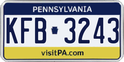 PA license plate KFB3243