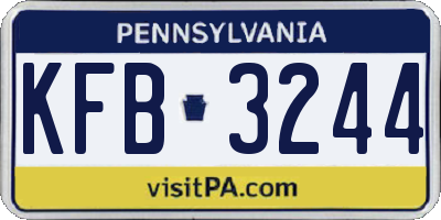 PA license plate KFB3244