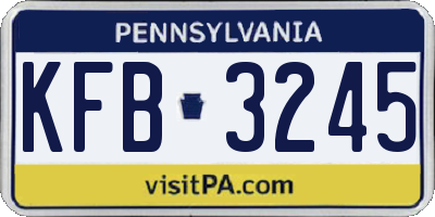 PA license plate KFB3245