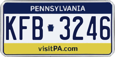 PA license plate KFB3246