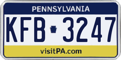 PA license plate KFB3247