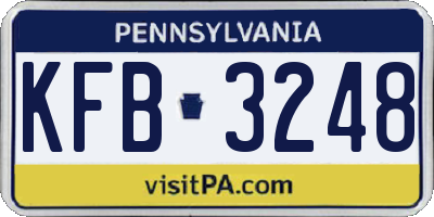 PA license plate KFB3248