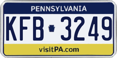 PA license plate KFB3249