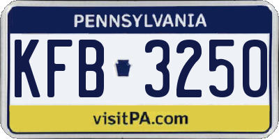 PA license plate KFB3250