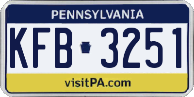 PA license plate KFB3251