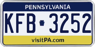 PA license plate KFB3252
