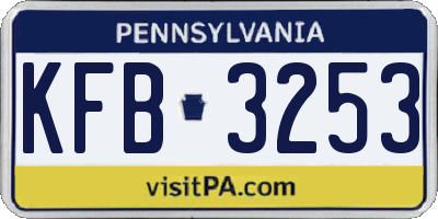 PA license plate KFB3253