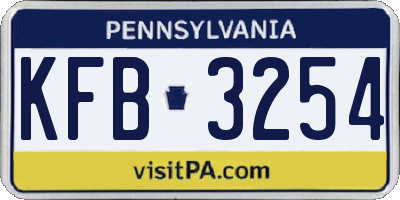 PA license plate KFB3254