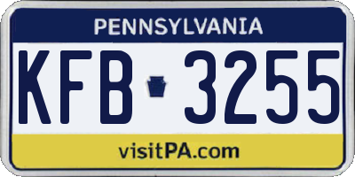 PA license plate KFB3255
