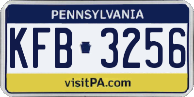 PA license plate KFB3256